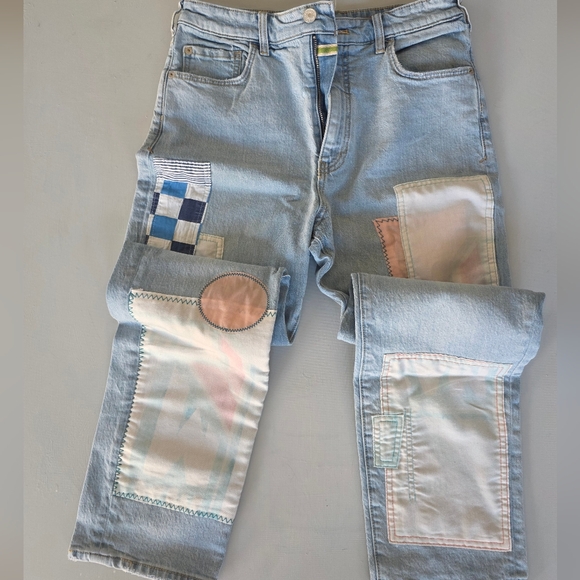 Patchwork Jeans 27 High Rise Light Wash Anthropologie - Picture 2 of 8